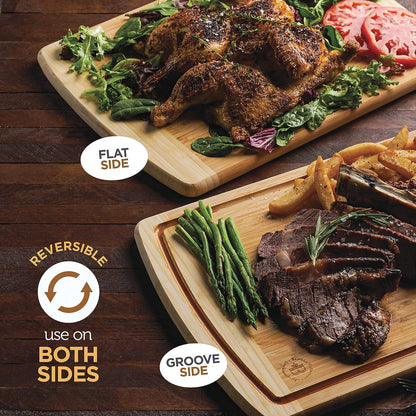 Extra-Large 18 Inch Cutting Board - Bamboo Wood with Deep Juice Groove - Charcuterie & Chopping Butcher Block for Meat
