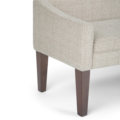 SIMPLIHOME Parris Upholstered Bench - 50 inch Wide Upholstered Hallway Seat in Platinum, Contemporary Bench for Entryway or Living Room with Tufted Cushion, Solid Wood Legs and Sleek Profile