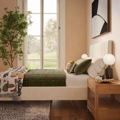 Tov Furniture Angela Velvet Bed in Full (Cream)