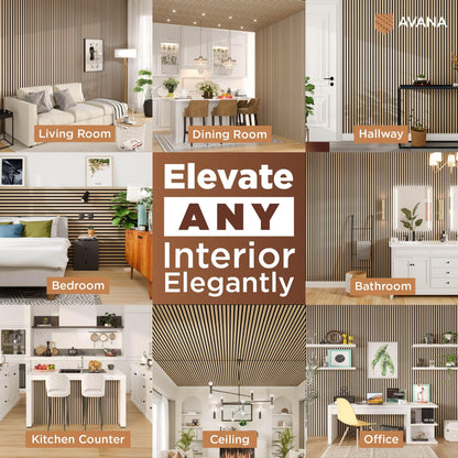 Avana Acoustic Wood Wall Panels – 93.2x11.25 Inch Panels – Fits 94x12 Layout – White Oak Acoustic Panels 4 PCs – Wall Panels for Interior Wall Decor for Homes, Offices – Design Wood Panels for Wall