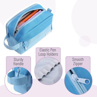 Mr. Pen Large Capacity Pencil Bag, Blue Pencil Pouch, School & College Pencil Case