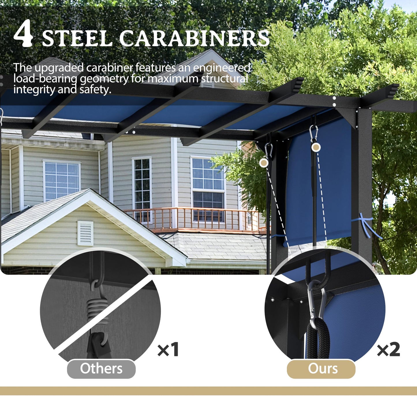 BlueWish 3-Seat Porch Swing, Outdoor Metal Pergola Swing Bed Hanging Cloud Swing Chair with Adjustable Curtains, Patio Hammock Swinging with Cushion for Porch, Backyard, Garden, Blue