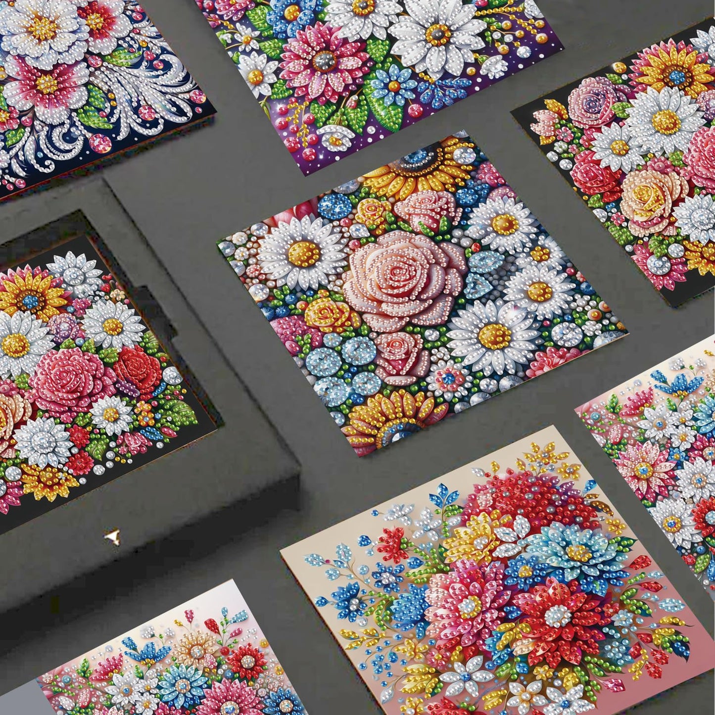JISHSHAY 6 PCS Diamond Art Greeting Cards Flower Diamond Painting Birthday Cards Flower Gem Art Gem Painting Mosaic Kits for Adults for Thanksgiving Anniversary Valentine Graduation All-Occasion