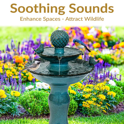 Sunnydaze 27" H 2-Tier Ceramic Water Fountain - Outdoor Water Feature for Patio, Yard, Balcony - Garden Fountain - Blue