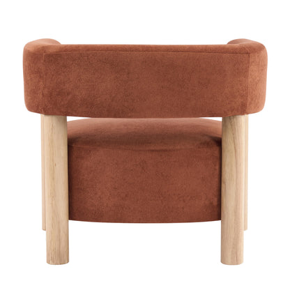 Christopher Knight Home Carly Low Profile Accent Chair, Boucle Upholstered Barrel Chair, Comfy Reading Chair for Bedroom, Wooden Single Lounge Sofa, Burnt Orange