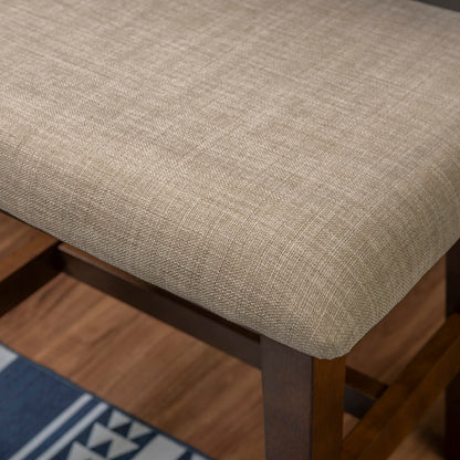 Linon MidCentury Walnut Upholstered Seat Beverly Vanity Set, Medium