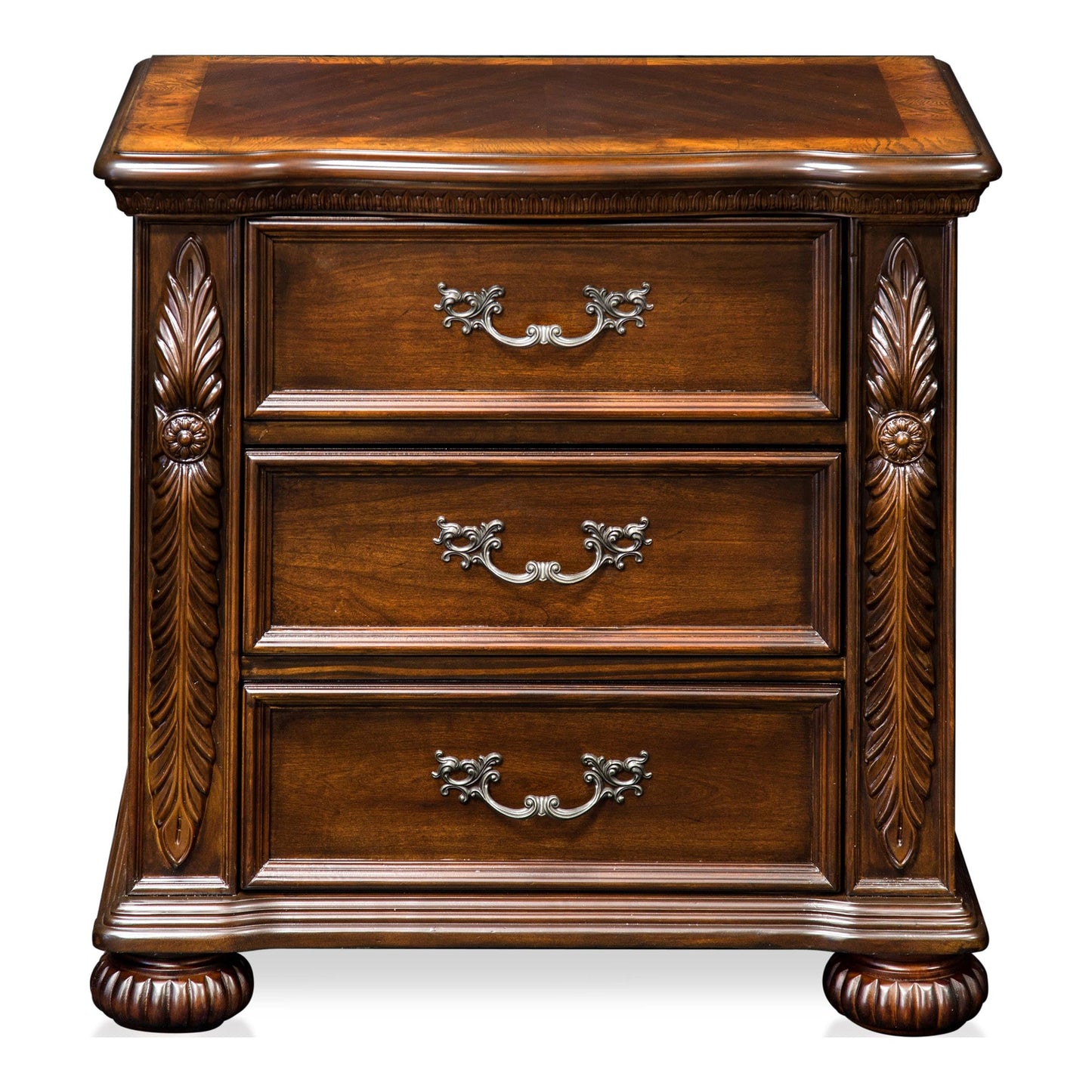 Furniture of America Caldara ‎Traditional 3-Drawer Wood Nightstand, Bedside Table, Small Dresser for Bedroom, Living Room, Home Office, Brown Cherry