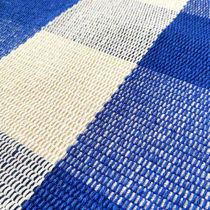 Ukeler Layered Door Mats, Washable Blue and White Buffalo Check Kitchen Rugs, 51.2''×23.6''