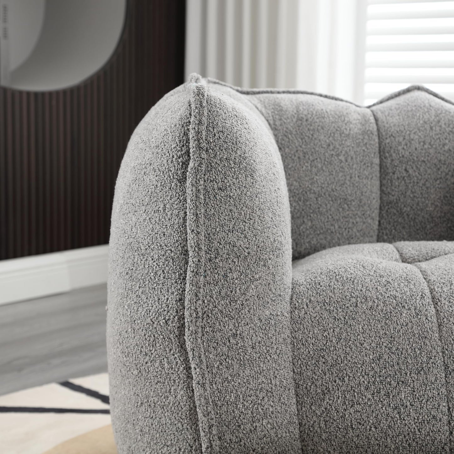 Plush Grey Chenille Bean Bag Chair for Adults | Large Comfy Lounger with Footstool | Ideal for Living Room, Bedroom, Gaming, Reading | 41"x32"x25"