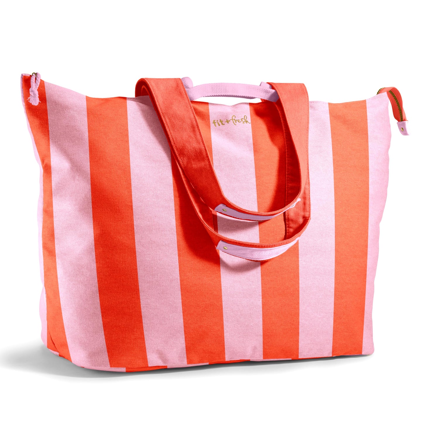 Fit & Fresh XL Beach Tote Bag for Women – Extra Large Travel Tote with Zipper & Pockets, Oversized Canvas Pool Bag, Weekender Carry-On for Beach, Travel & Family Essentials