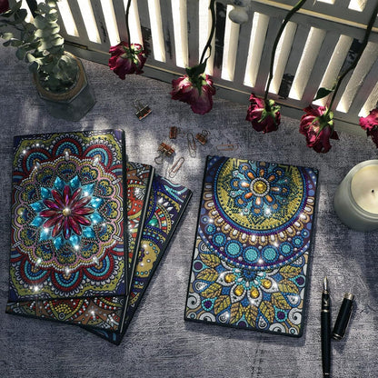 Ctosree Diamond Art Kits for Adults Teens 4 Pcs Diamond Painting Journals Notebooks 5d DIY Creative Journal Gem Dots Art Crafts for Women Men Friends Graduation Birthday Relax Hobby Gift with Tools