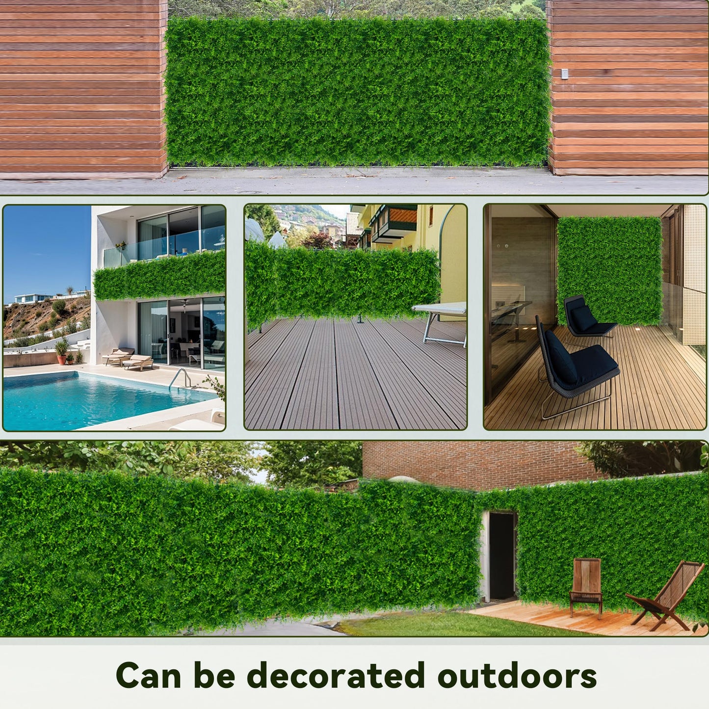DOPGIB Greenery Faux Grass Wall Backdrop: 72"x144" (72 SQFT) UV-Anti Artificial Green Boxwood Panel for Patio Balcony Privacy & Ivy Fence Covering Privacy, Garden, Backyard Wall Backdrop Decor