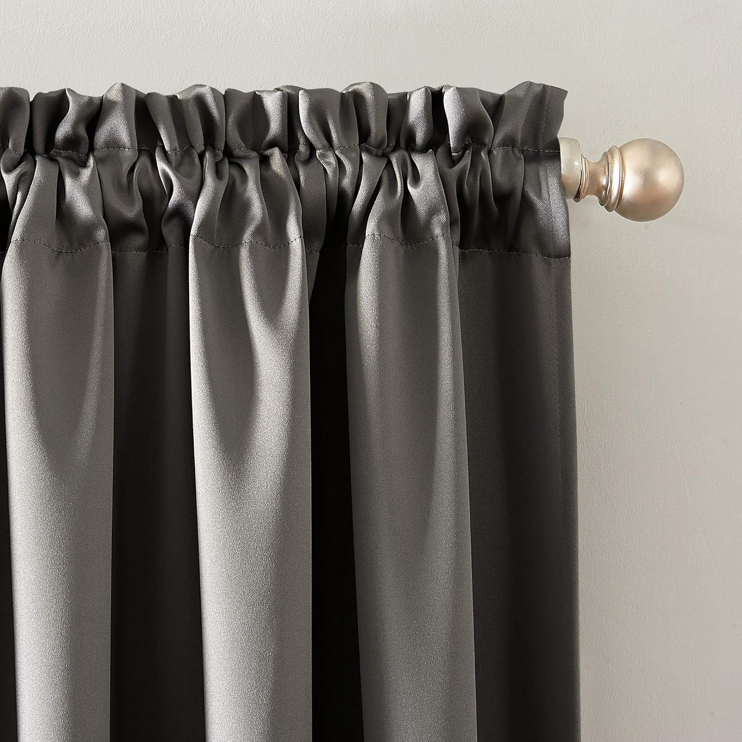 Sun Zero Oslo Theater Grade Extreme Total Blackout Rod Pocket Curtain Panel, Gray, 52" x 84"