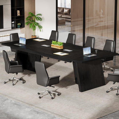 Tribesigns 8ft Conference Table, Large Meeting Table for 8-10 People, Business Seminar Furniture for Office Conference Room (1, Black)