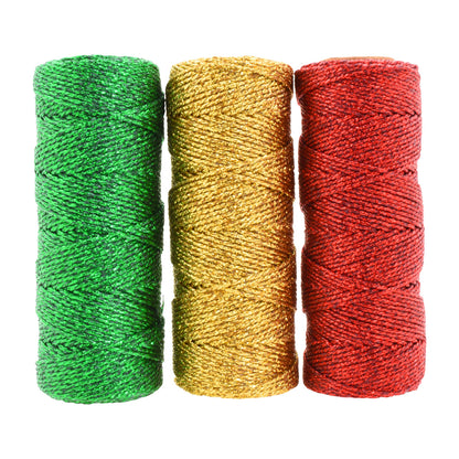 Mandala Crafts Red Green Gold String for Gift Wrapping – 55 X 3 Yards 1mm Thin Metallic Bakers Twine for Crafts, Packaging, Party Favors, and DIY Decorations