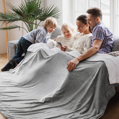 Bedsure GentleSoft Sherpa Fleece Blankets Queen Size for Bed - Thick and Warm, Soft Fuzzy Plush Queen Blanket for Winter, Grey, 90x90 Inches