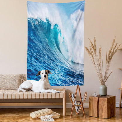 Lunarable Ocean Tapestry King Size, Sea Storm with Swirling Wave Print, Wall Hanging Bed Cover
