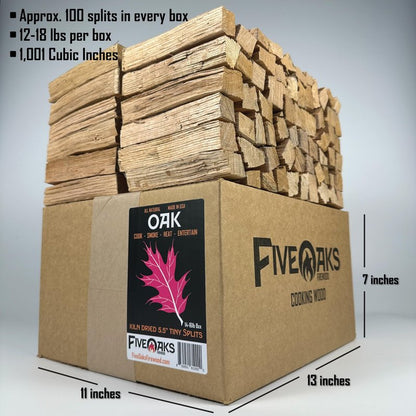 FiveOaks Firewood Kiln Dried Oak Pizza Oven Wood, Mini 5 Inch Cooking Wood for Ooni, Gozney, Bertello Pizza Ovens, Solo Stove & More - Approx 14lbs Product of USA (1,000 Cubic Inches)