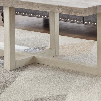 Roundhill Furniture Luno 3-Piece Coffee Table Set, Coffee Table and Two End Tables, Weathered Gray and Beige