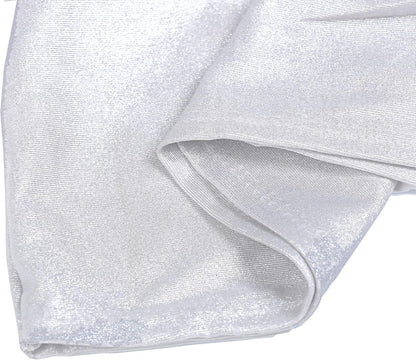 MDS Spandex Foil Chair Sashes - Universal Fit Elastic Stretch Bands with Buckle for Weddings | Metallic Silver (Pack of 10)