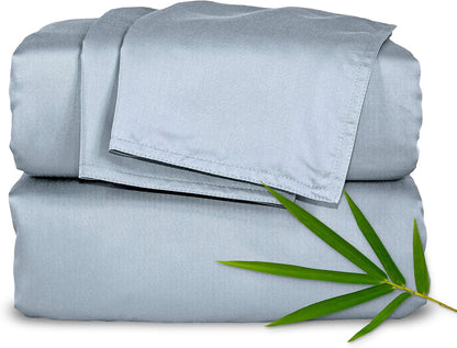 Pure Bamboo King Sheets - Luxuriously Soft 100% Organic Viscose Bed Sheet Set | Sterling Blue, Double Stitching