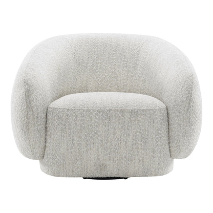 Furniture of America Corra Modern Boucle 41.7-inch Swivel Chair with 360-degree Swivel Base, Sloped Curved Backrest and Armrest for Living Room, Office, Beige