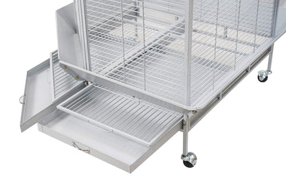Seny Corner Bird Cage for Cockatiel Parakeet Black and White New (White)