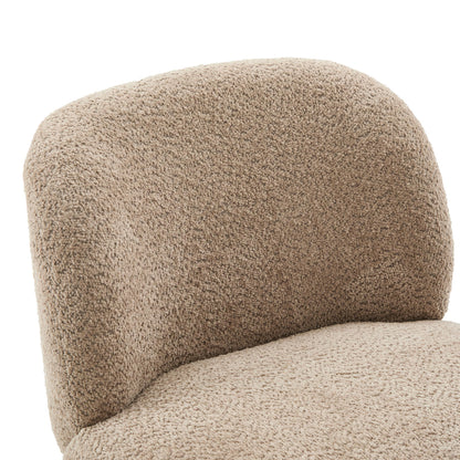 Christopher Knight Home Modern Low Profile Accent Chair for Living Room, Boucle Upholstered Armless Chair with Rubberwood Legs, Comfy Lounge Armchair, Plush Cloud-Like Seating for Bedroom, Light Brown