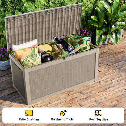 ASKPASS 320 Gallon Large Waterproof UV Resistant Deck Box,Lockable Storage Container for Patio Furniture Cushions Garden Tools and Pool Accessories(Gray)