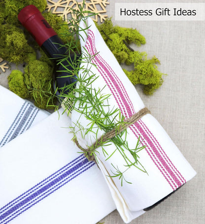 12 Pack Commercial 16x28-30 Cotton Craft - Scandia Stripe - Pure Cotton - Professional Restaurant Grade Kitchen Dish