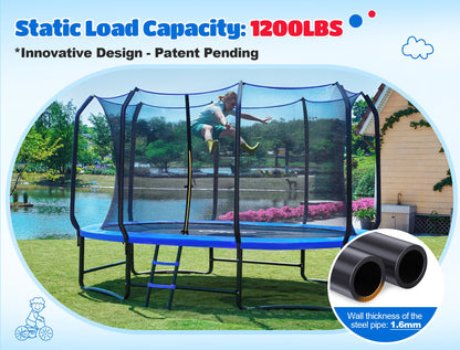 ORCC 8x13FT Oval Trampoline - Heavy Duty Kids & Gymnastics Trampoline with Reinforced Locking Bar, Outdoor Trampolines with Enclosure Net for Kids