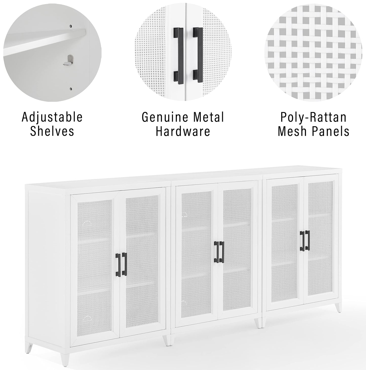 Crosley Furniture Milo 2-Piece Entertainment Center TV Stand, Media Console, Vinyl Record Storage, White