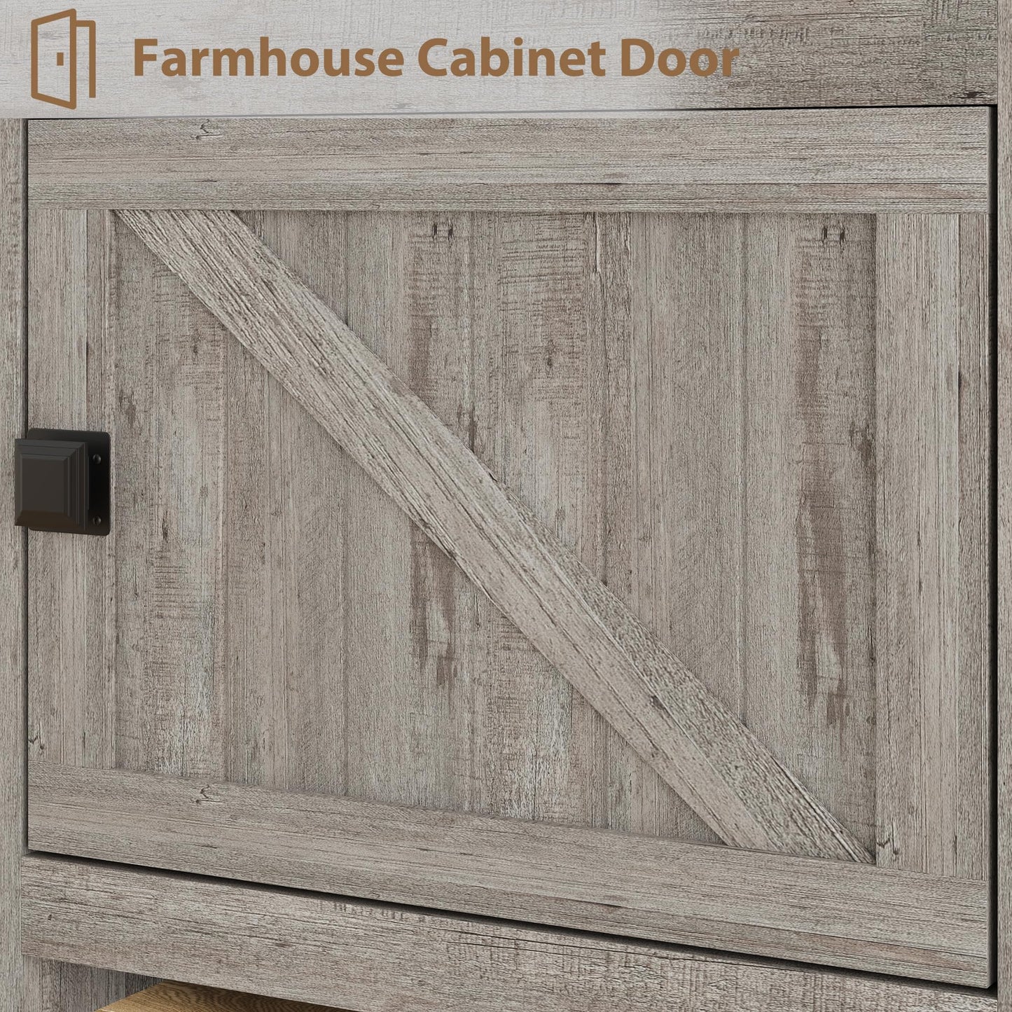 Farmhouse TV Stand for 75/80 Inch TVs, Long Entertainment Center with 4 Storage Drawers & 3 Open Shelf, Grey Television Consoles Stands for Living Room, Bedroom