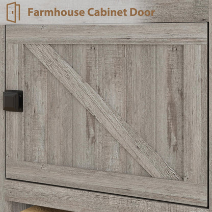 Farmhouse TV Stand for 75/80 Inch TVs, Long Entertainment Center with 4 Storage Drawers & 3 Open Shelf, Grey Television Consoles Stands for Living Room, Bedroom
