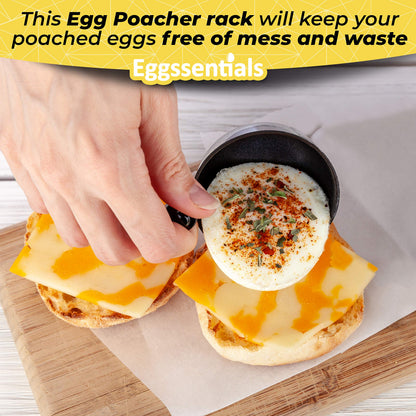 Eggssentials Egg Poacher Insert Stainless Steel Poached Egg Cooker Eggs Poaching Cup PFOA Free Egg Poachers Nonstick, 7.25" Rack Compatible with Current Cookware, Skillets & Instant Pots
