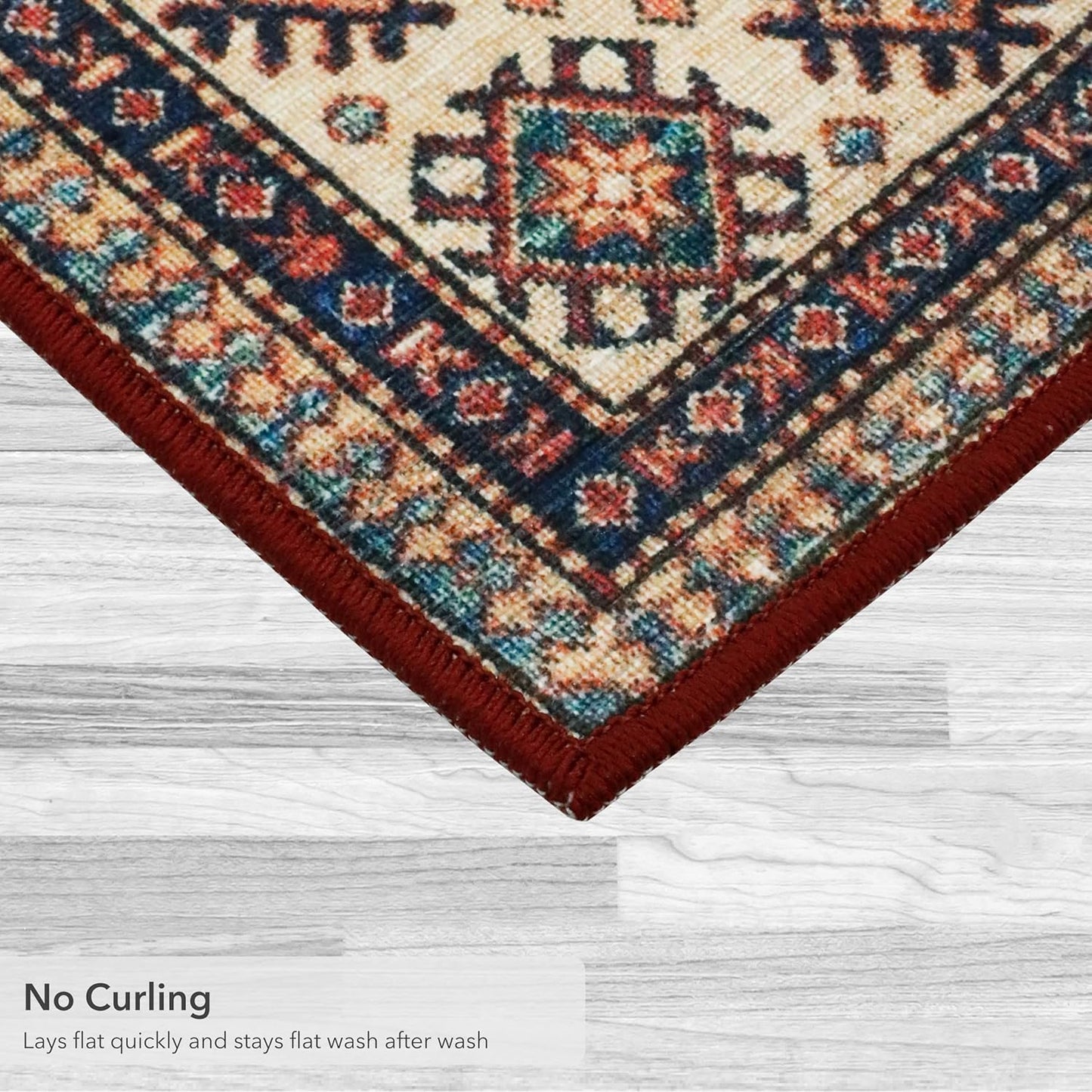 Wyatt & Ash Red Minot Imagine Printed Chenille Accent Rug, 2' x 4' Non Skid & Machine Washable