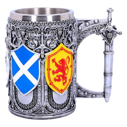 Nemesis Now B4698P9 Tankard of The Brave Scottish Shield Mug 16cm, Resin w. Stainless Steel