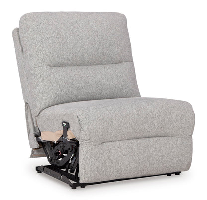 Signature Design by Ashley Acklen Place Modern U-Shaped Modular Stain-Resistant 6-Piece Power Reclining Sectional with Chaise, Adjustable Headrest, USB Charging Ports and Console, Light Gray