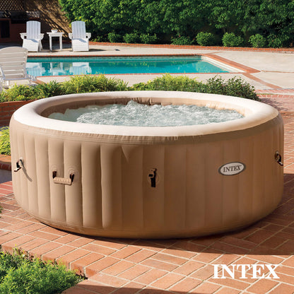INTEX 28425EP PureSpa Bubble Massage Spa Set: Energy Efficient Spa Cover – Push Button Control Panel – 120 Jets – 4 Person Pool Capacity – 77" x 28"
