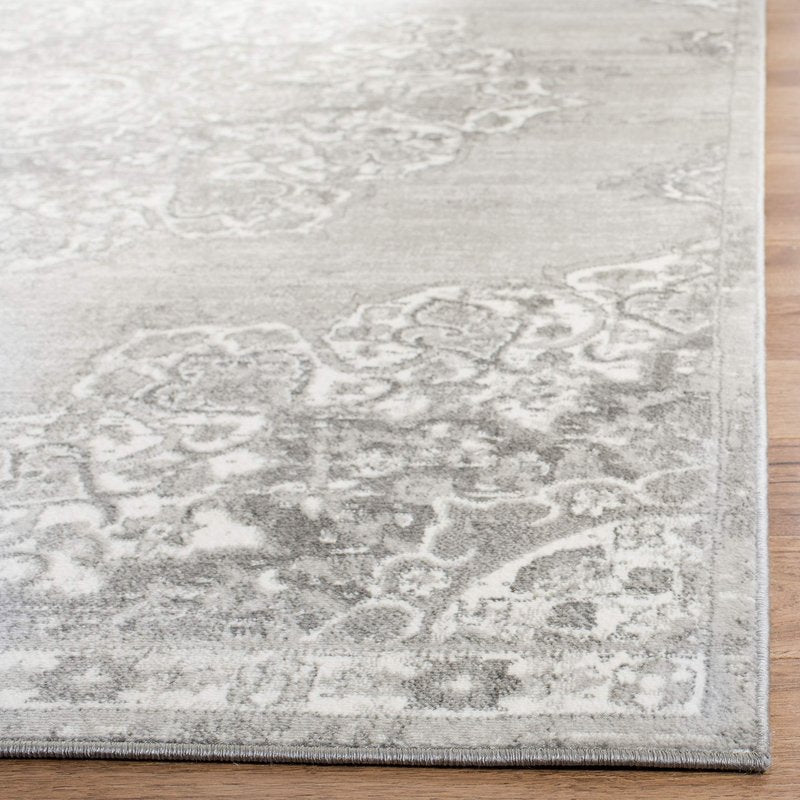 SAFAVIEH Brentwood Collection 2' x 4' Grey/Ivory BNT802F Medallion Distressed Non-Shedding Living Room Bedroom Accent Rug