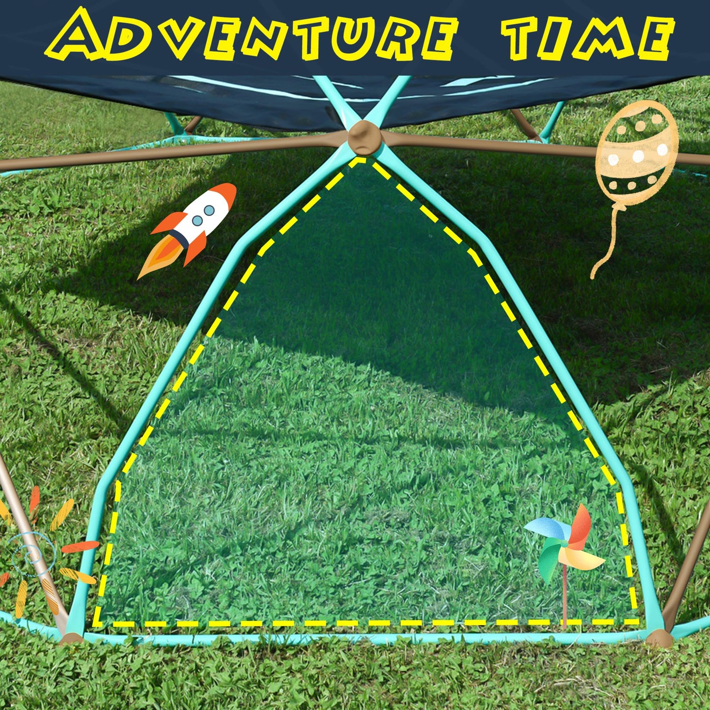 Merax 12FT Climbing Dome, Outdoor Dome Climber for Kids 3-10 Supporting 1000 lbs, Easy Assembly Playground Jungle Gym Backyard Play Equipment (12FT Blue Climbing Dome)
