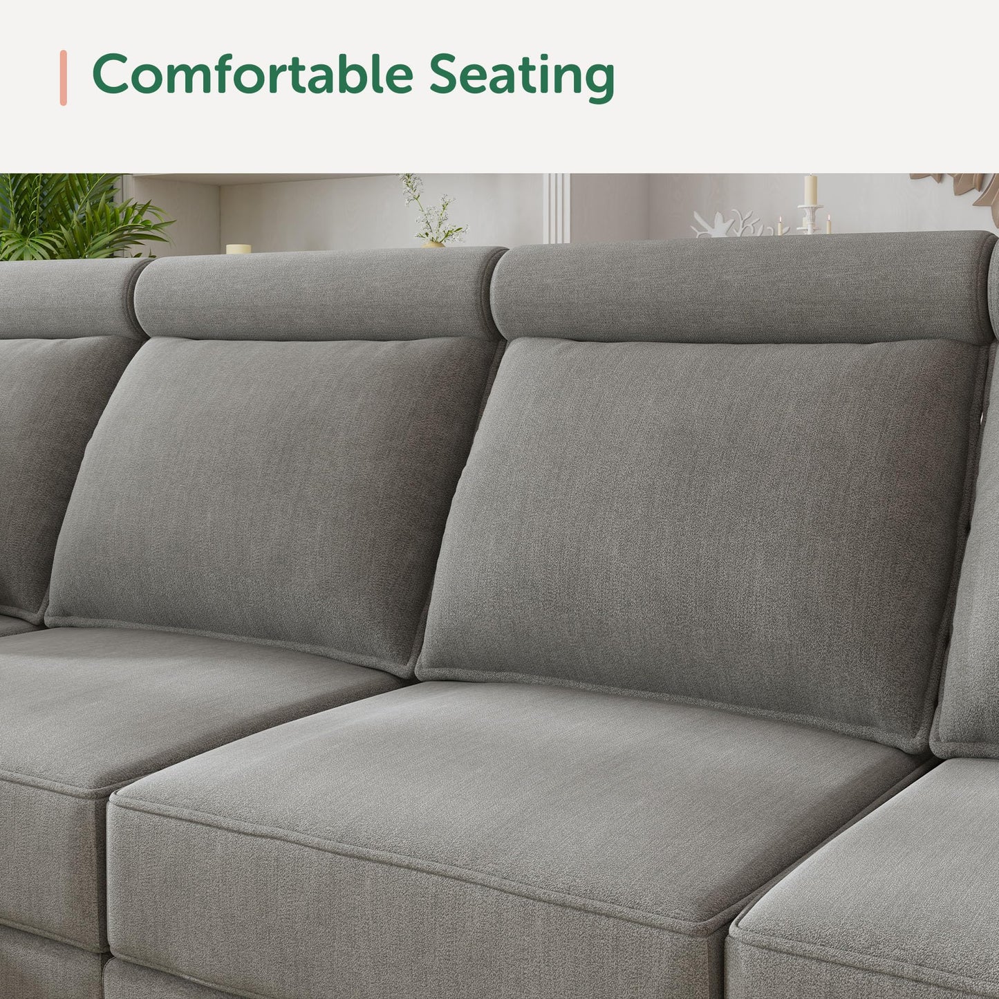 HONBAY Modular Sectional Sleeper Sofa Reversible Modular Couch with Storage Seats Modular Sleeper Sectional Sofa with Storage Ottoman, Grey