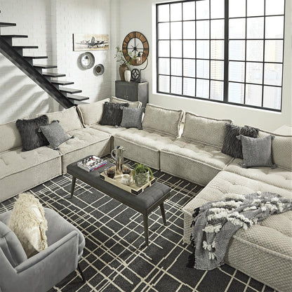 Signature Design by Ashley Bales Casual L-Shaped Modular Tufted 3-Piece Modular Seating with Non-Slip Decking, Beige