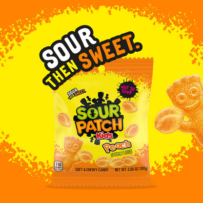 SOUR PATCH KIDS Peach Soft & Chewy Candy, Bulk Candy, 12 - 3.56 oz Bags