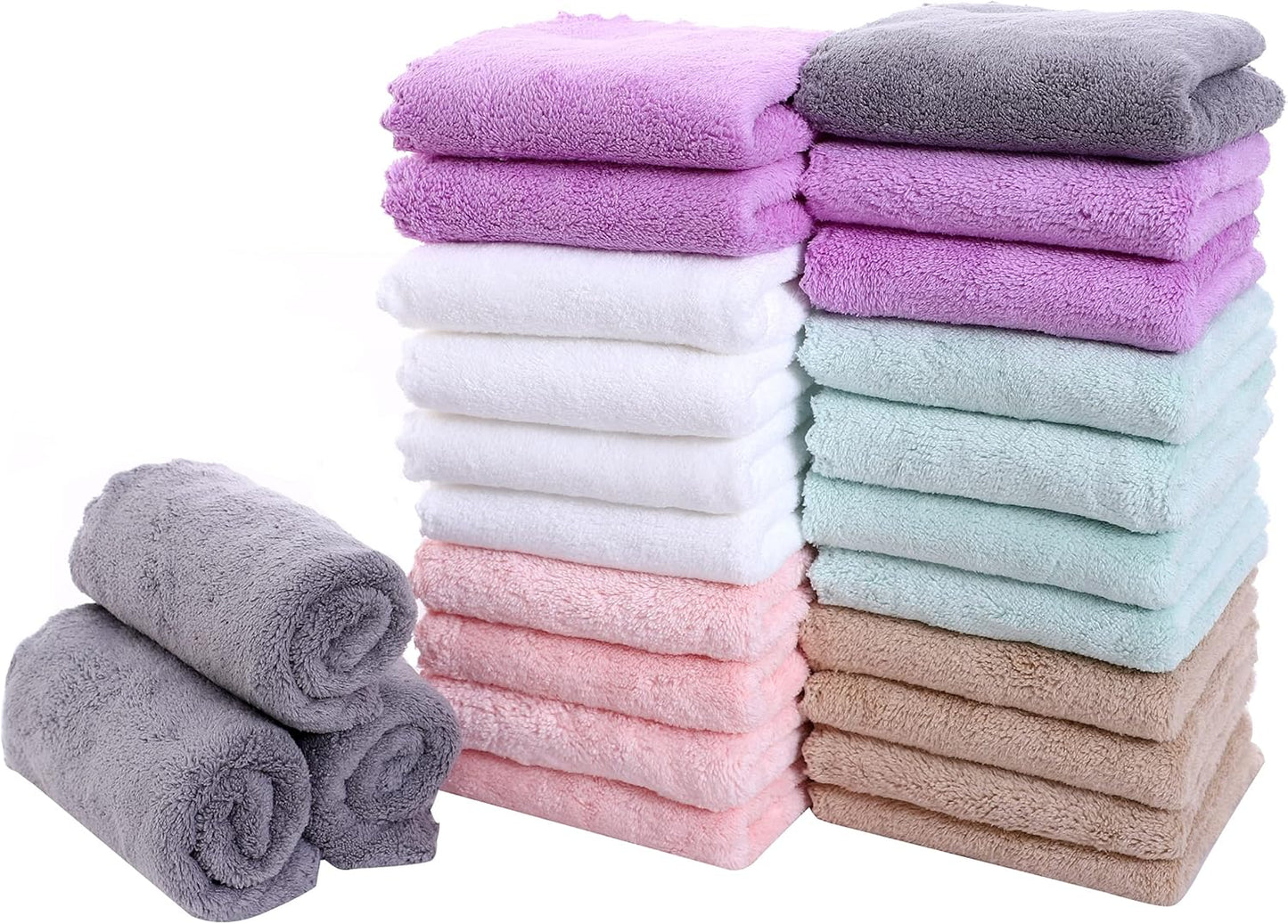 24 Pack 16 19 Inch Kitchen Dishcloths - Does Not Shed Fluff - Reusable Dish Towels, Dish cloths, Super Absorbent Coral