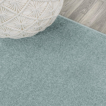 4' (SEU100S-4R) JONATHAN Y Haze Solid Low-Pile Aqua Blue Round Indoor Area Rug, Coastal,Bohemian,Minimalist,Classic