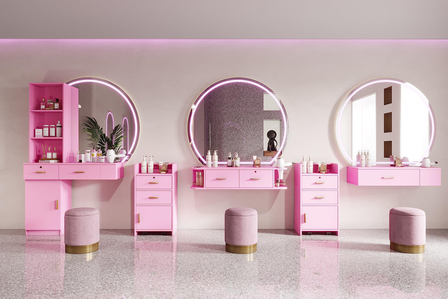 Wall Mount Salon Stations for Hair Stylist,Barber Hair Stations for Salon Beauty Spa Equipments