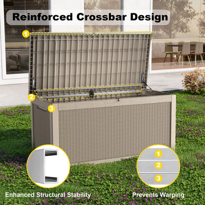 ASKPASS 320 Gallon Large Waterproof UV Resistant Deck Box,Lockable Storage Container for Patio Furniture Cushions Garden Tools and Pool Accessories(Gray)