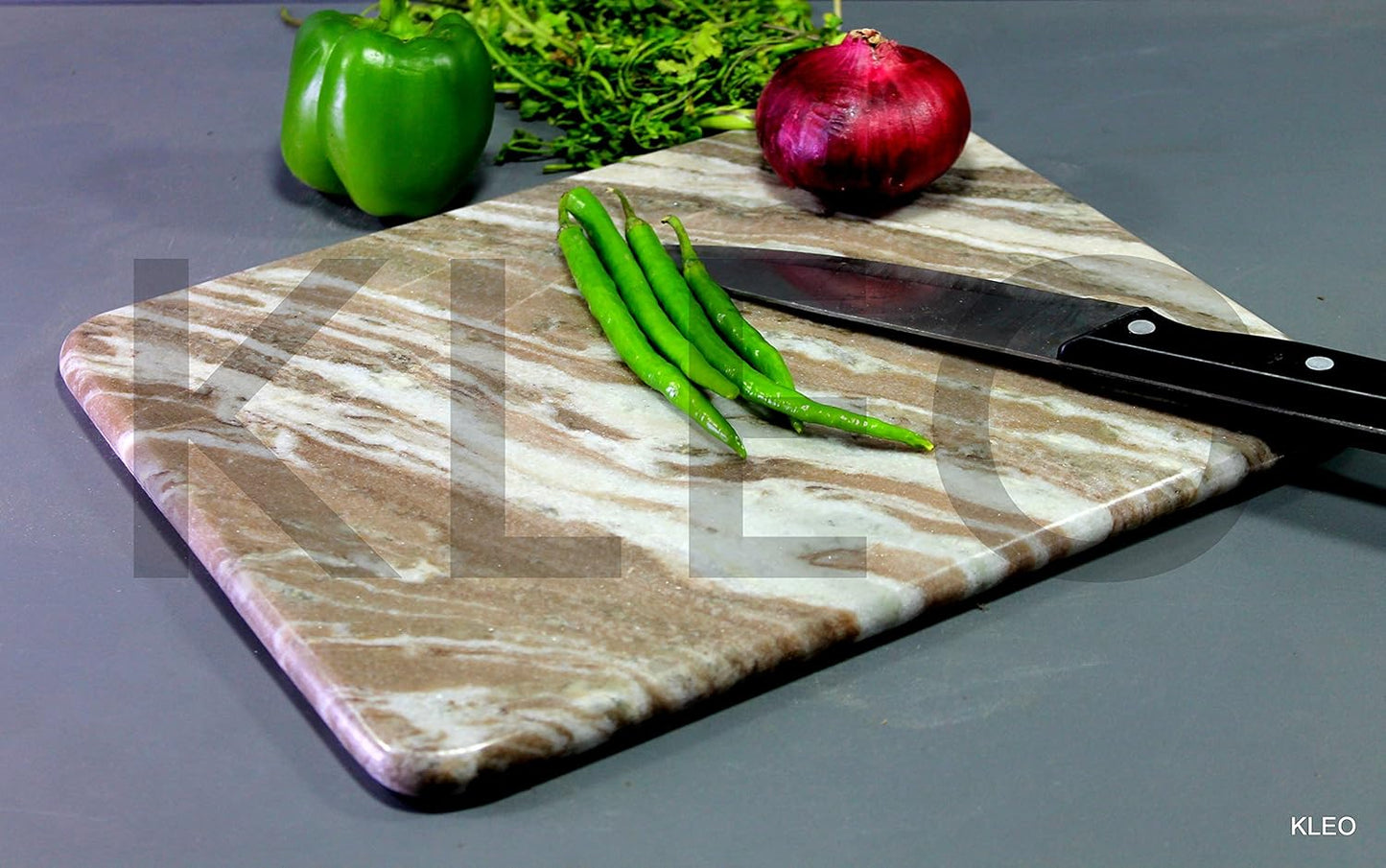 KLEO Marble Chopping Board, Cutting Board, Cheese Platter, Kitchen Appliance, 9" x 12", Beige