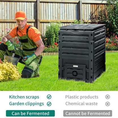 YITAHOME 120 Gallon (450L) Large Outdoor Compost Bin, Composter Box with Snap-on Top Lid and Aeration System, Lightweight Garden Compost Barrel Tumbler, Easy Assembly